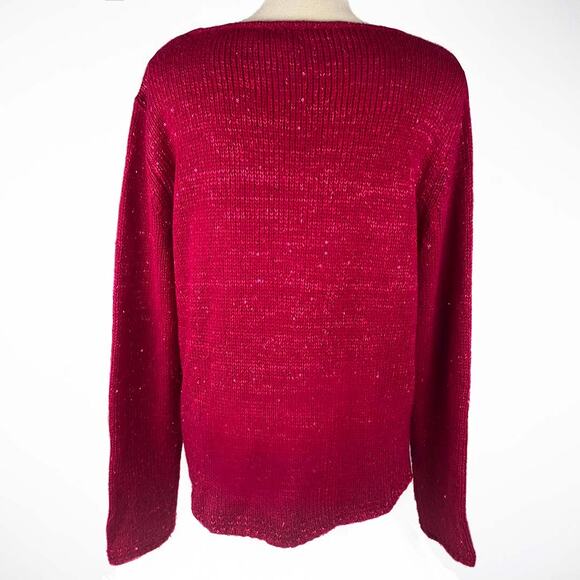 BLACK FRIDAY 50% OFF NARCISO RODRIGUEZ Ruby Red Sequin Sweater Size L - Picture 6 of 6